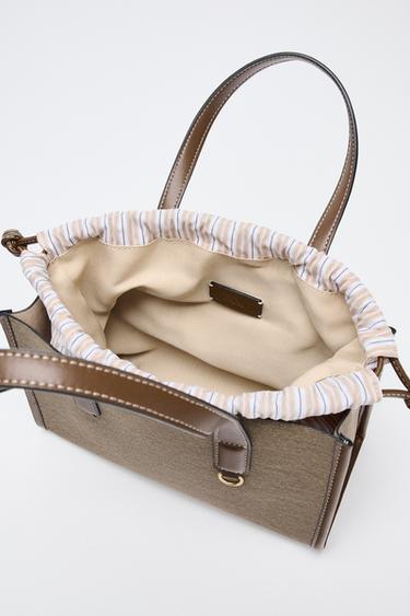 WOVEN TOTE BAG - Taupe Grey by Zara - Image 6