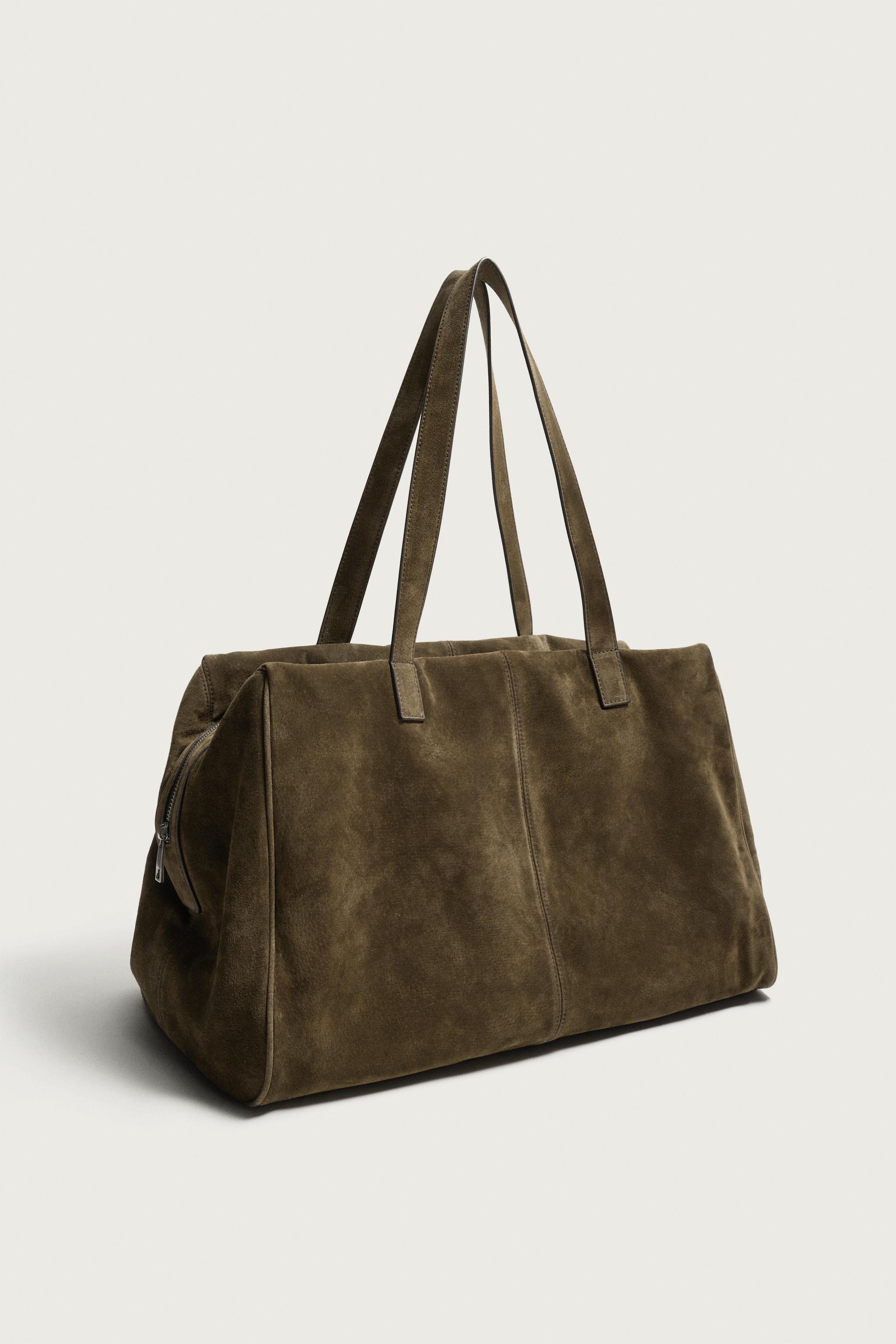 LEATHER TRAVEL BAG — Khaki Green