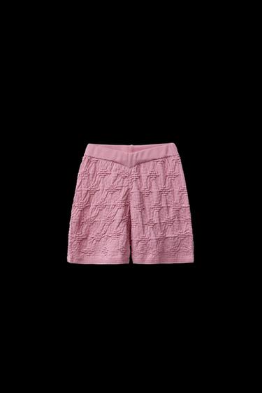 Zara TEXTURED KNIT BERMUDA SHORTS - Dusty pink - Image 0