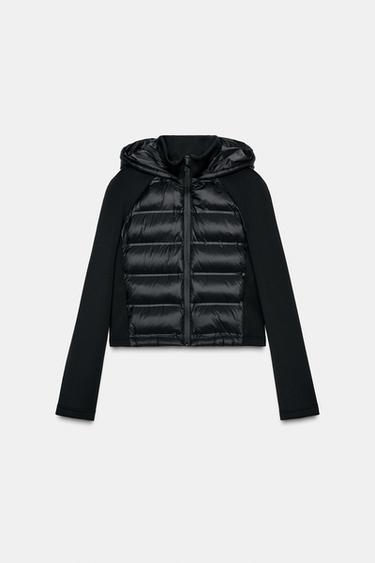 VESTE MATELASSÉE BIMATIÈRE À CAPUCHE AMOVIBLE - Noir de Zara - Image 7
