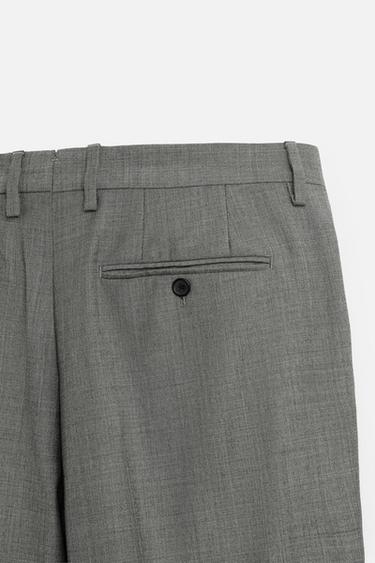 PANTALON DE COSTUME STRUCTURÉ 100 % LAINE - Gris / Marron clair de Zara - Image 7
