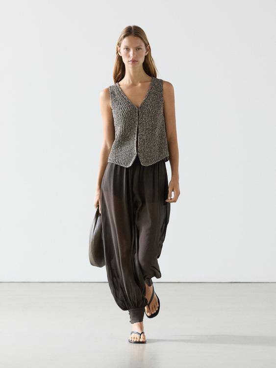 Cotton blend V-neck knit vest from Zara - $90