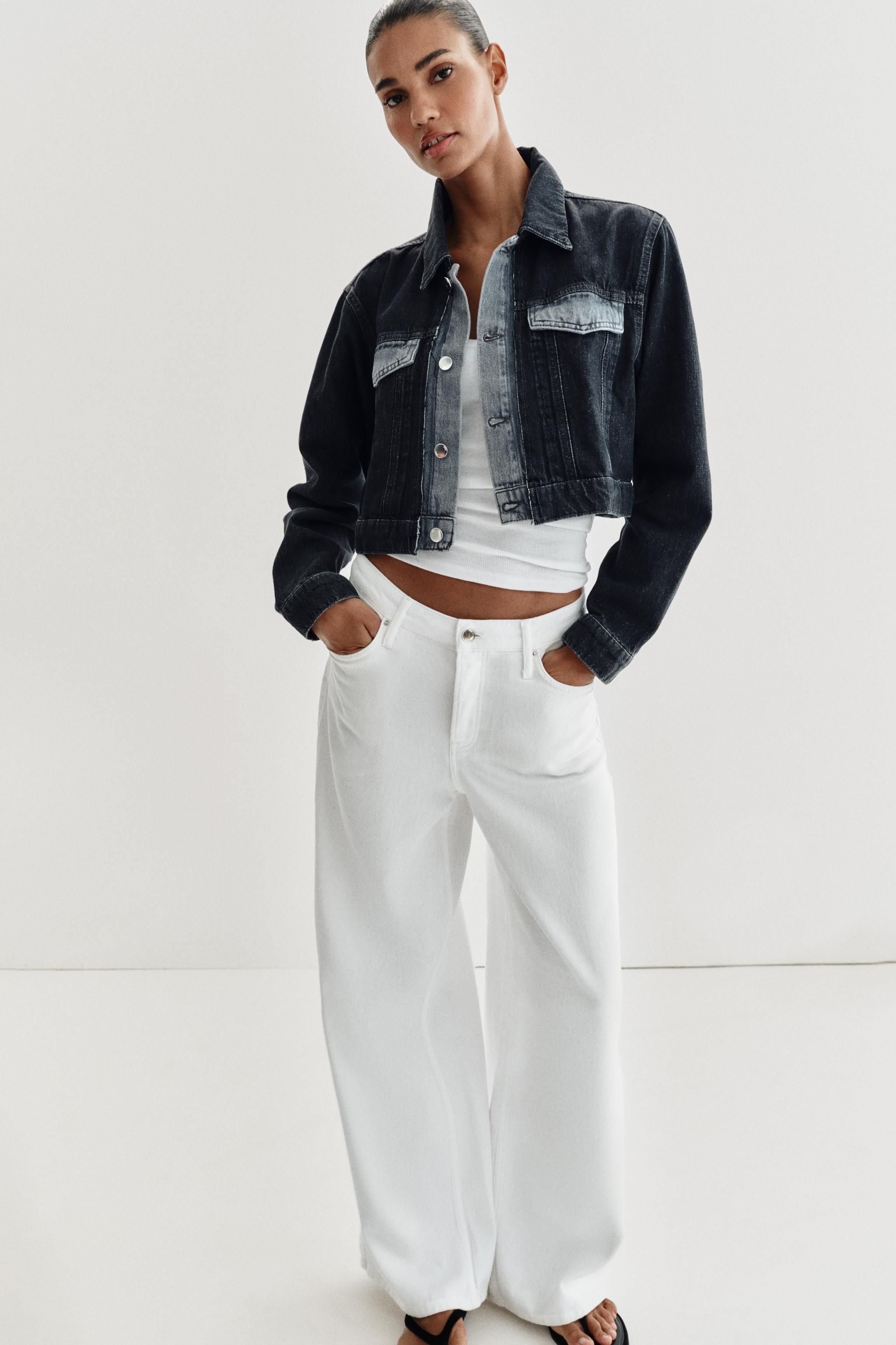 BLOUSON COURT EN DENIM Z1975 AVEC CONTRASTE