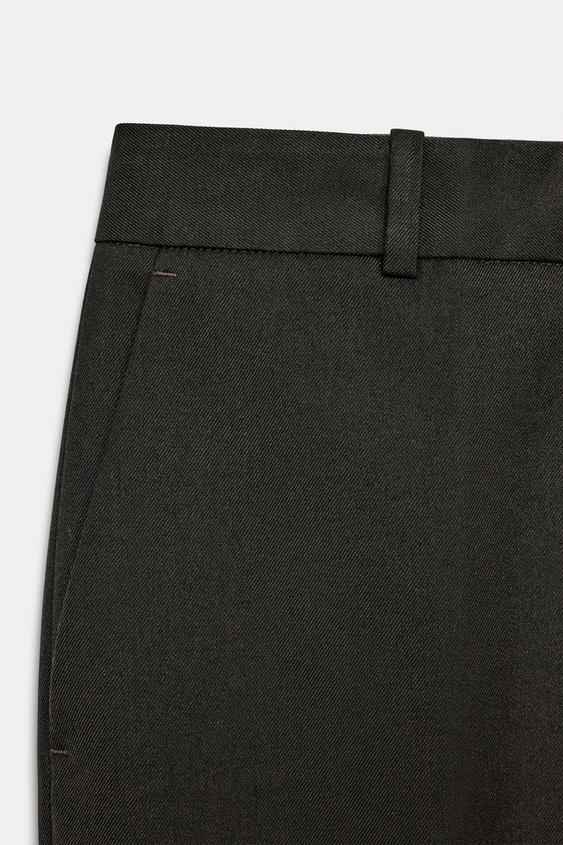 LOW-RISE CROPPED TROUSERS - Brown by Zara - Image 6