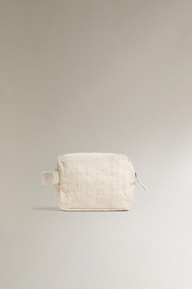 LINEN WASH BAG - Beige by Zara