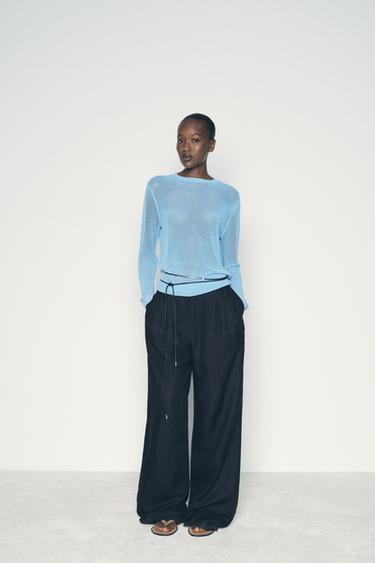 СВИТЕР ИЗ СЕТЧАТОГО ТРИКОТАЖА — СИНИЙ от Zara — изображение 0