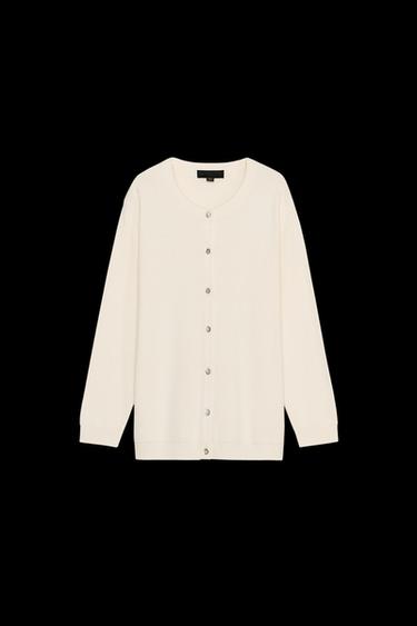 PLAIN KNIT CARDIGAN - Ivory by Zara