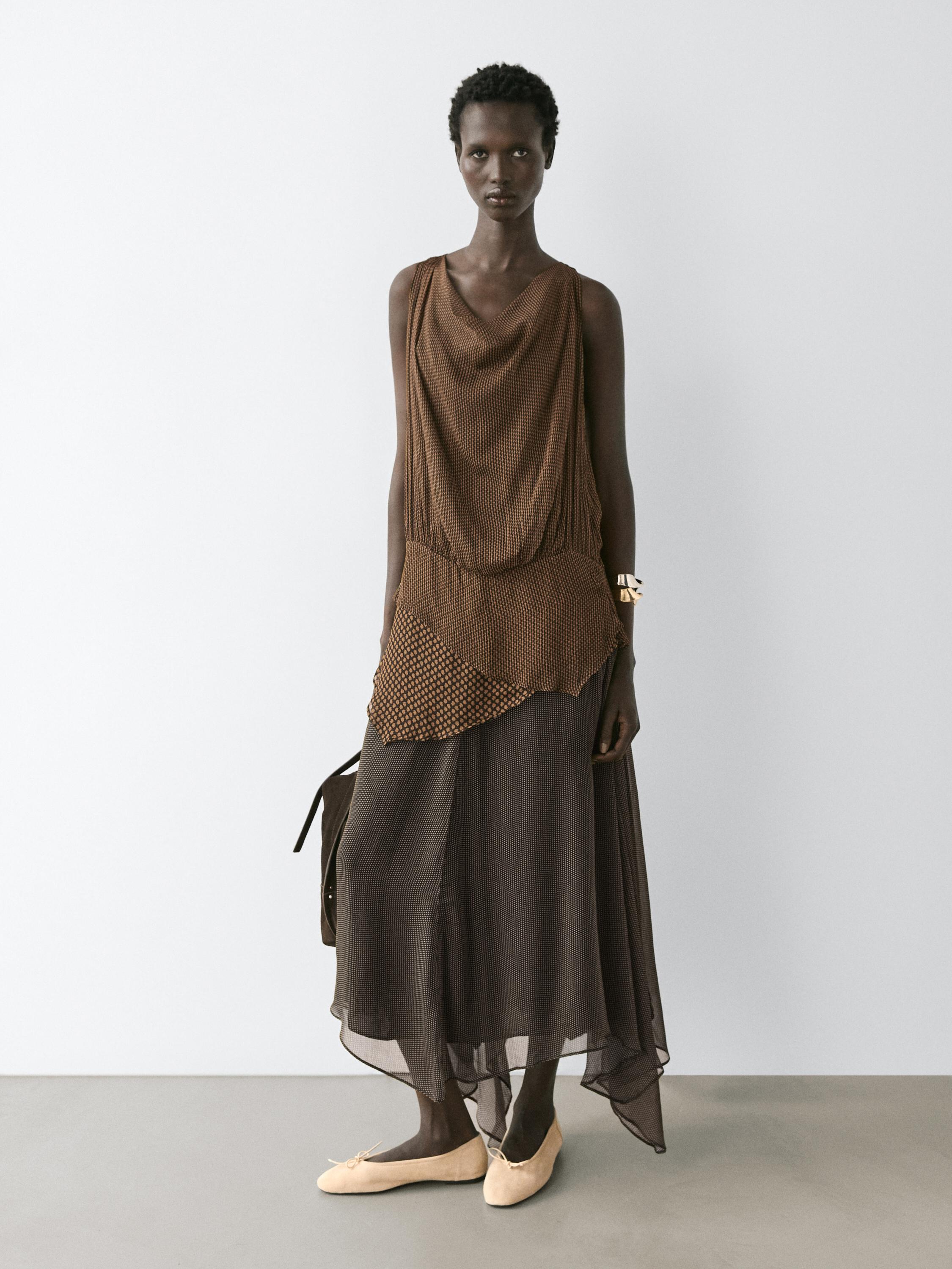 Flowing layered dress with ruffles