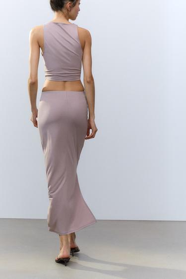 JUPE MI-LONGUE FLUIDE - Gris perle de Zara - Image 3