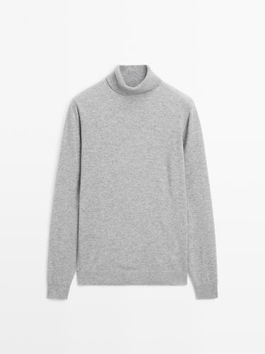 Jersey punto cuello alto mezcla lana - Gris vigoré de Zara