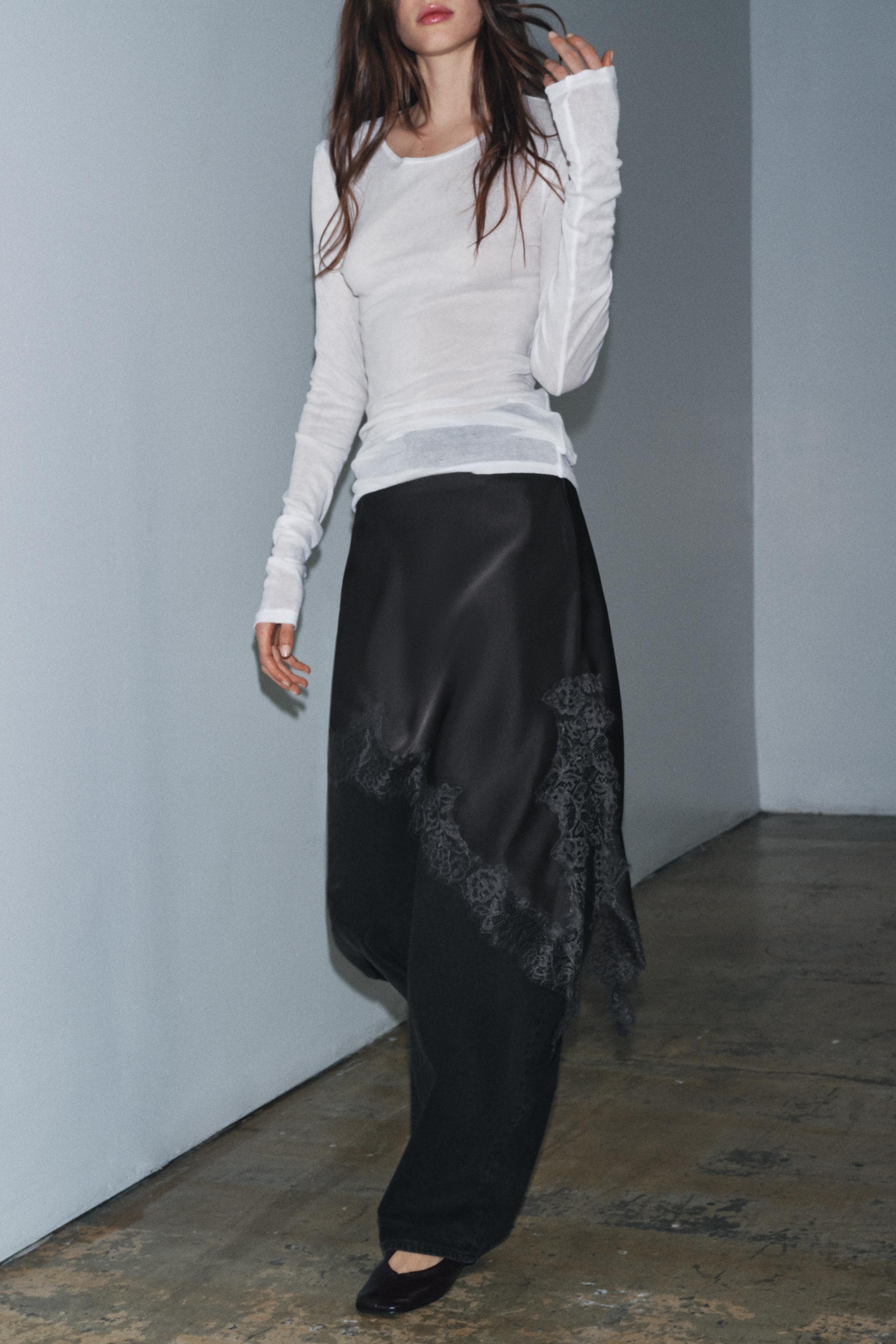 ZW COLLECTION SATIN EFFECT LACE SKIRT