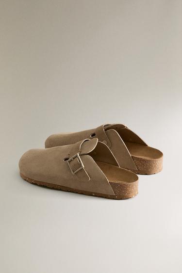 SABOT CUIR BOUCLE DÉTAIL SURPIQÛRE - Vert de Zara - Image 3