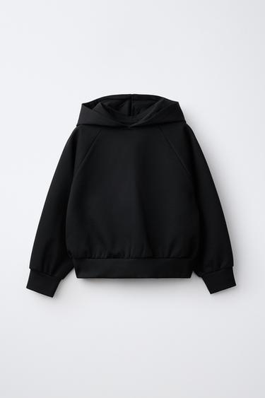 PLAIN INTERLOCK HOODIE - Black by Zara