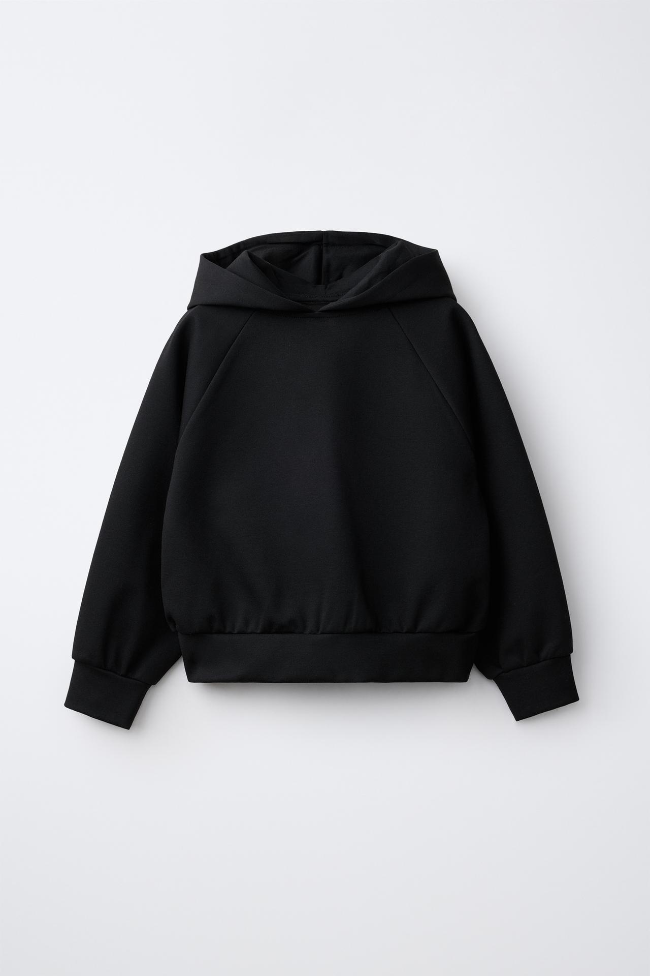 SOLID INTERLOCK HOODIE — Black