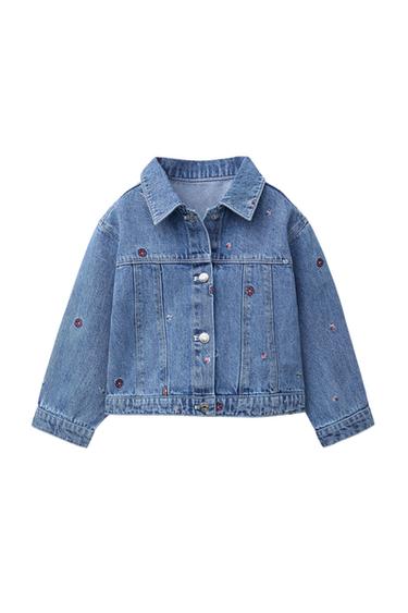 CAZADORA DENIM BORDADOS - Azul medio de Zara - Imagen 0
