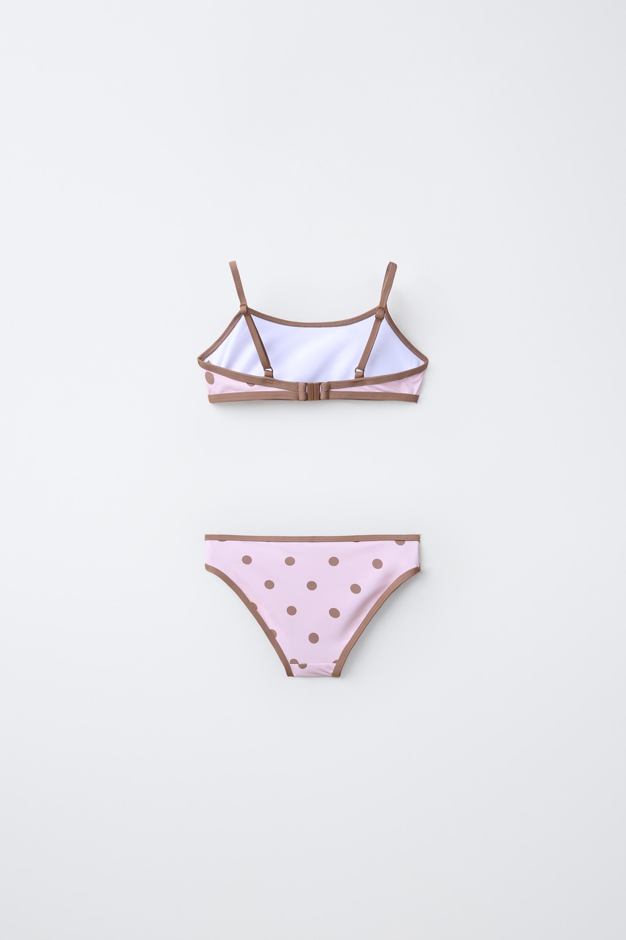 6-14 ANS/ BIKINI TAUPE LISERÉS CONTRASTE