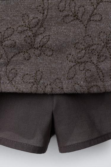 SOFT BERMUDA SKIRT WITH EMBROIDERED FLOWERS - Brown / Taupe by Zara - Image 3