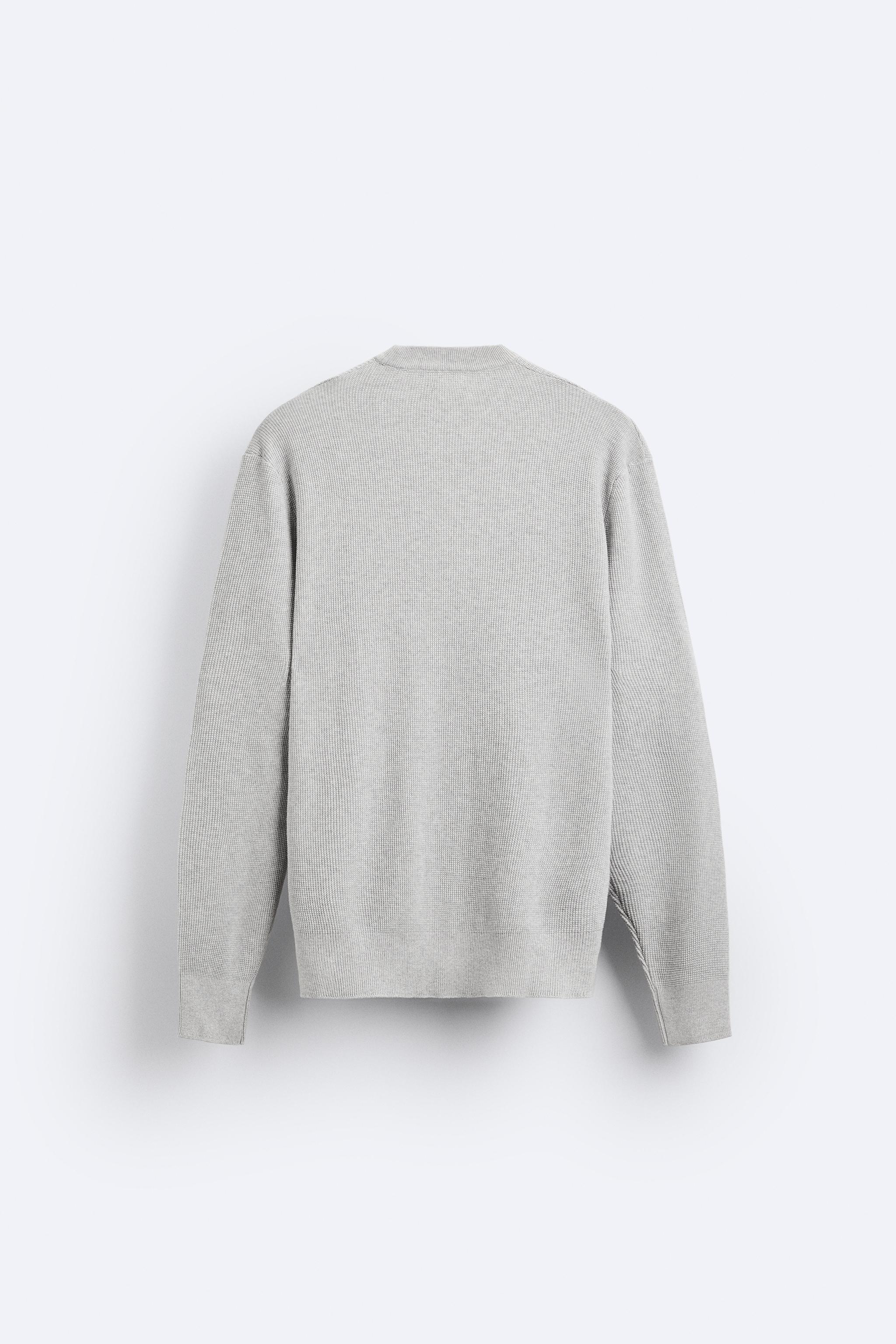 TEXTURED COTTON SWEATER - Gray marl