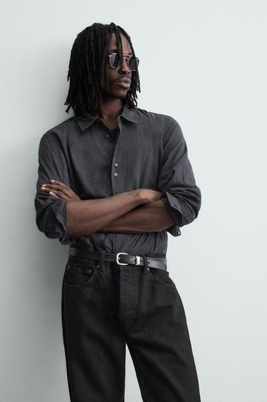 CHEMISE EN DENIM FLUIDE - Bleu pétrole de Zara - Image 4