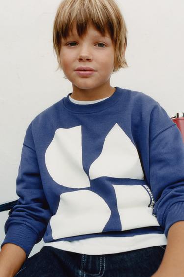 SUDADERA ESTAMPADA FORMAS - Azul de Zara