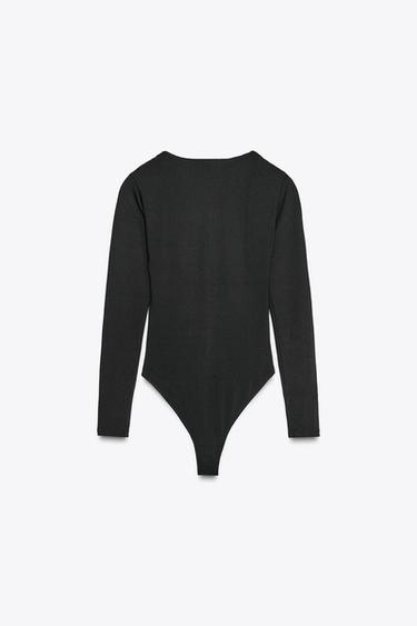 GATHERED POLYAMIDE BODYSUIT - Black by Zara - Image 5