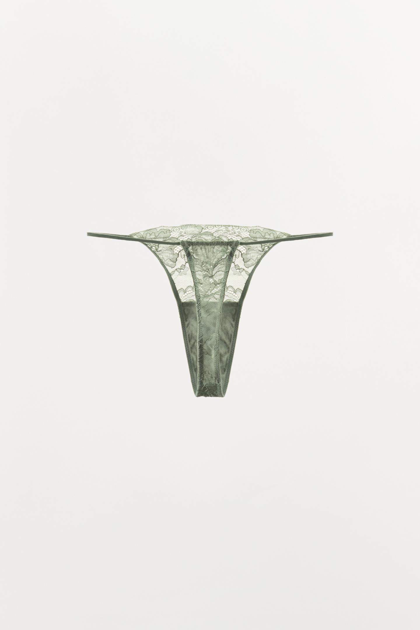 Трусы-стринги, кружево — Zara, цвет: Светлый зелёный — фото 3