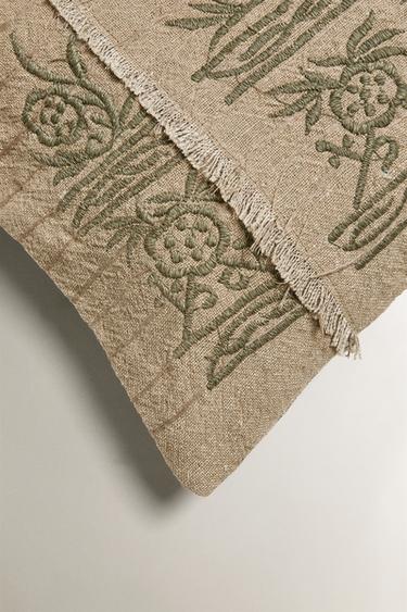 EMBROIDERED CUSHION COVER - Light beige by Zara - Image 1