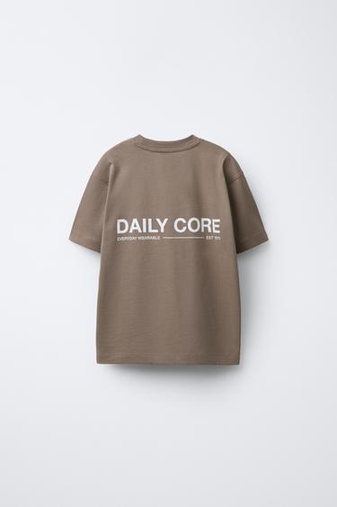 SLOGAN PRINT T-SHIRT - Brown by Zara - Image 1