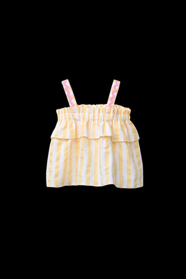 Zara CASA LAWA © X ZARA KIDS PICOT TRIM STRIPED TOP - Yellow - Image 0