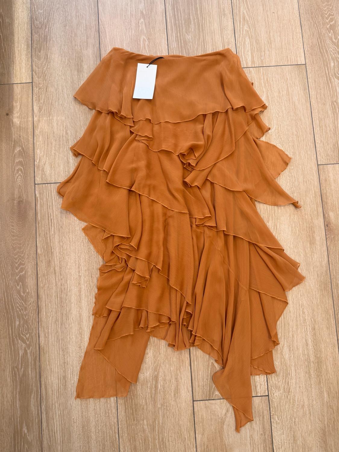 ZW COLLECTION ASYMMETRIC RUFFLE MIDI SKIRT - Image 2