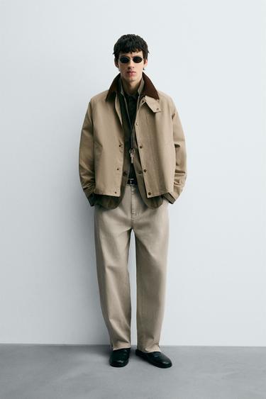 CONTRAST COLLAR TECHNICAL JACKET - Beige by Zara