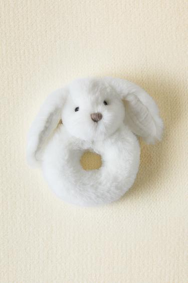 CHILDREN’S RABBIT SOFT TOY RATTLE - White by Zara