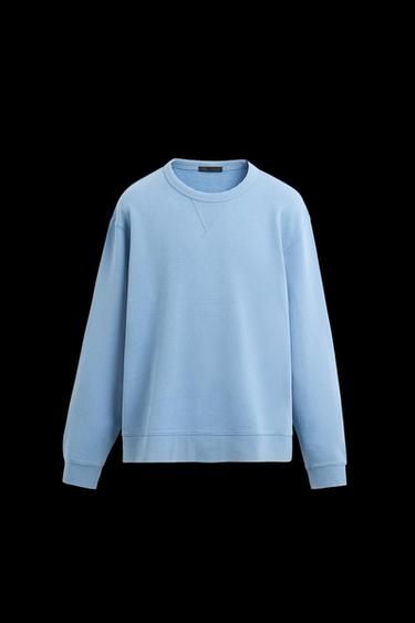 Zara WASHED CREW NECK SWEATSHIRT - Faded blue - Image 0
