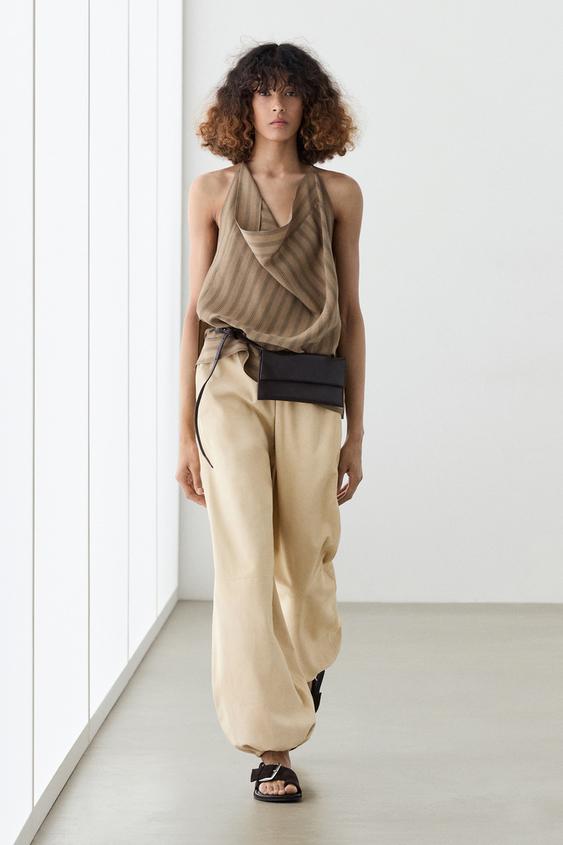 Striped top with cowl neckline from Zara - $130