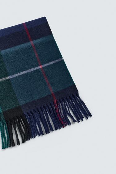 AARON LEVINE X ZARA CHECK WOOL BLEND SCARF - Green by Zara - Image 5