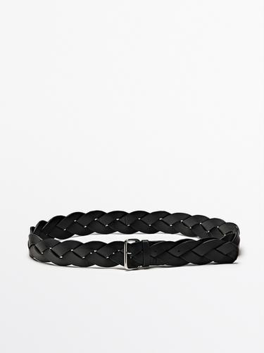 Zara Braided nappa leather belt - Black - Image 0