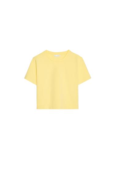 CROPPED SHORT SLEEVE T-SHIRT - Yellow by Zara