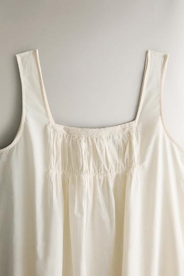 GATHERED LACE AND COTTON NIGHTDRESS - Pink by Zara - Image 1