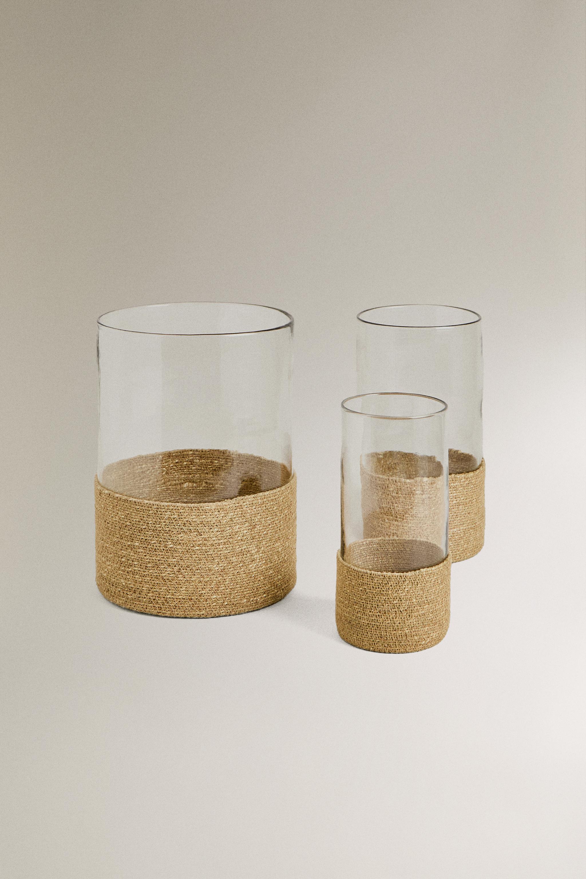 GLASS AND JUTE LANTERN — Transparent