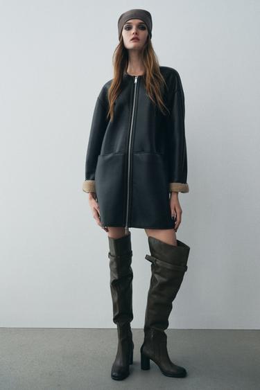 ABRIGO DOBLE FAZ ZW COLLECTION - Negro de Zara