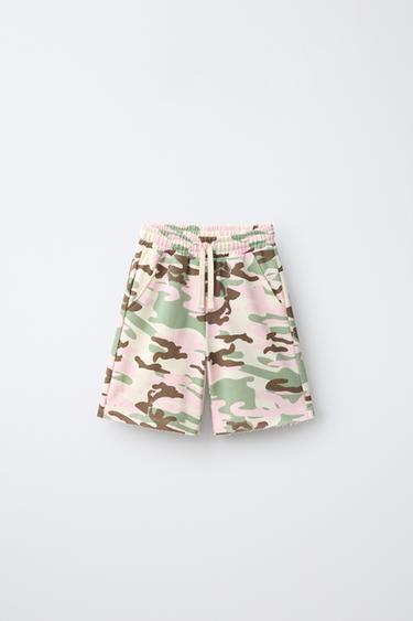 Zara LONG CAMO BERMUDA SHORTS - Pink - Image 0