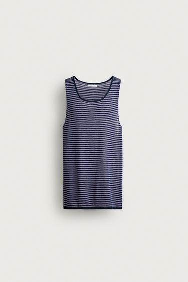 CAMISETA TANK PUNTO JACQUARD RAIAS - Lila de Zara