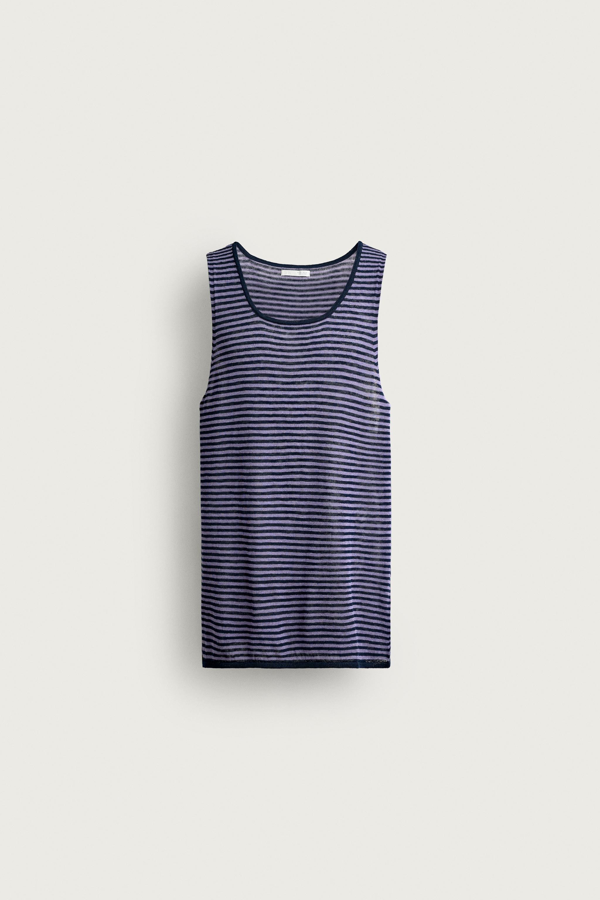 STRIPED JACQUARD KNIT TANK TOP