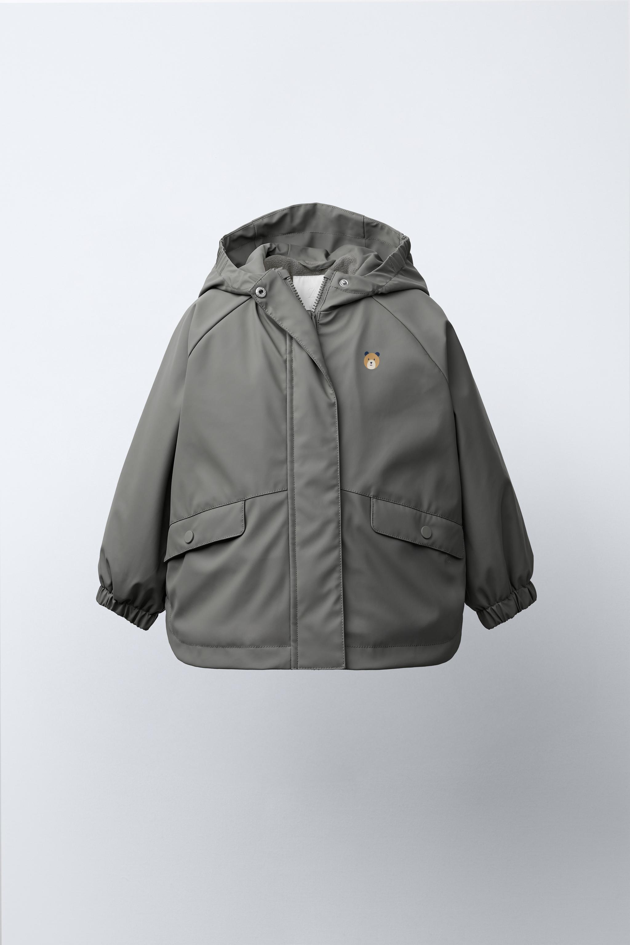 WATER-RESISTANT RUBBERIZED FLEECE-LINED RAINCOAT