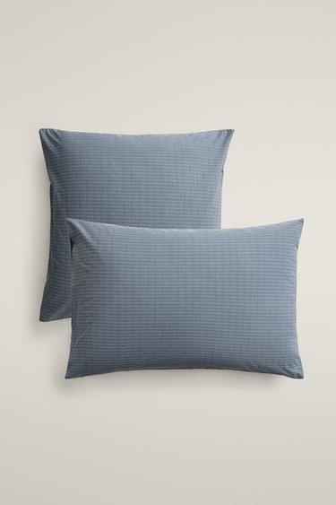 REVERSIBLE COTTON PILLOWCASE - Mid-blue by Zara - Image 0