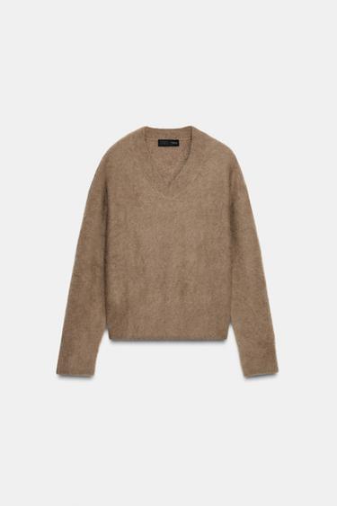BRUSHED EFFECT KNIT JUMPER - Brown / Taupe by Zara