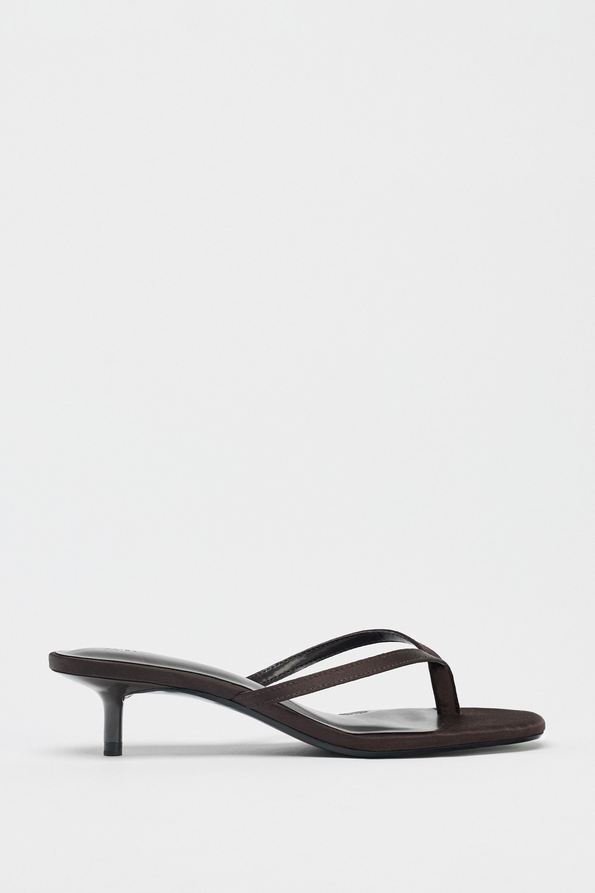 ★ZARA★ SATIN KITTEN-HEEL SANDALS SATIN KITTEN-HEEL SANDALS - Brown | ZARA India