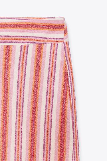PANTALON RUSTIQUE LARGE RAYÉ - Multicolore de Zara - Image 7