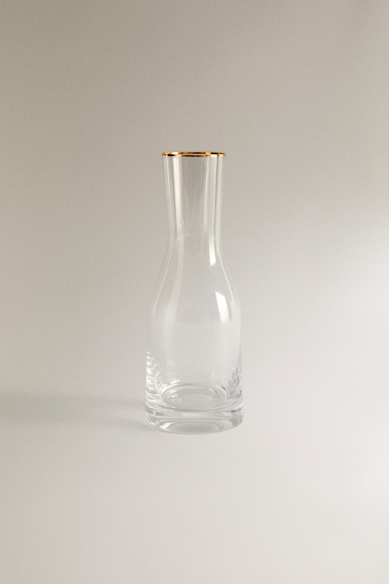 BOHEMIA CRYSTAL BOTTLE WITH A GOLDEN RIM — Gold