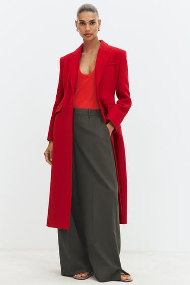 FITTED WOOL BLEND COAT ZW COLLECTION - Red by Zara